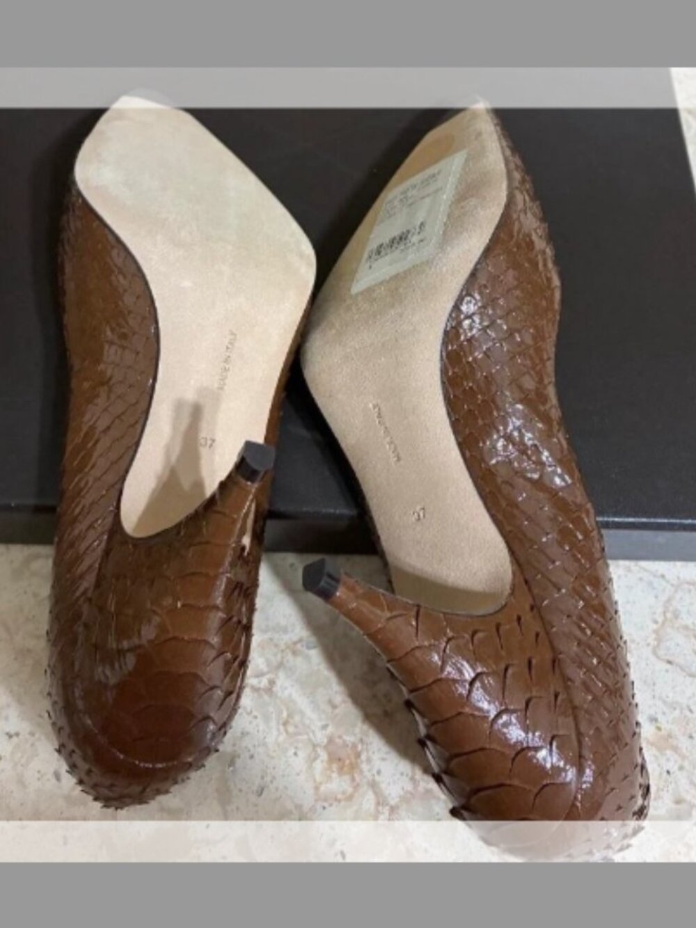 The Row NIB Liisa Python Stiletto Pumps (ORIG. $1650) (SIZE 7B) MOUSSE - Picture 7 of 7